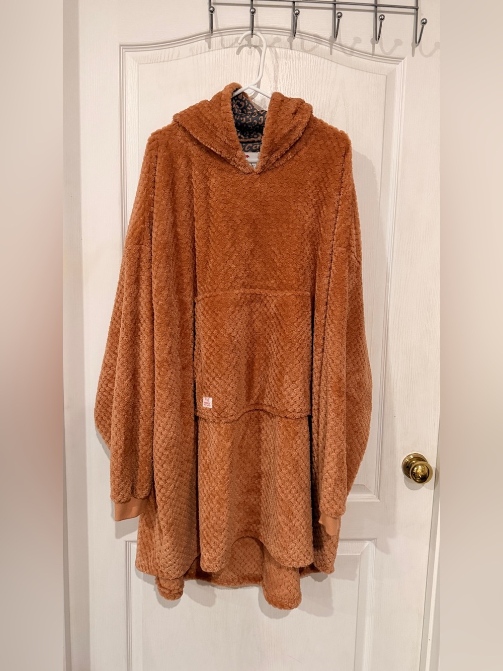 Simply Southern Plush Hooded Poncho in Rust